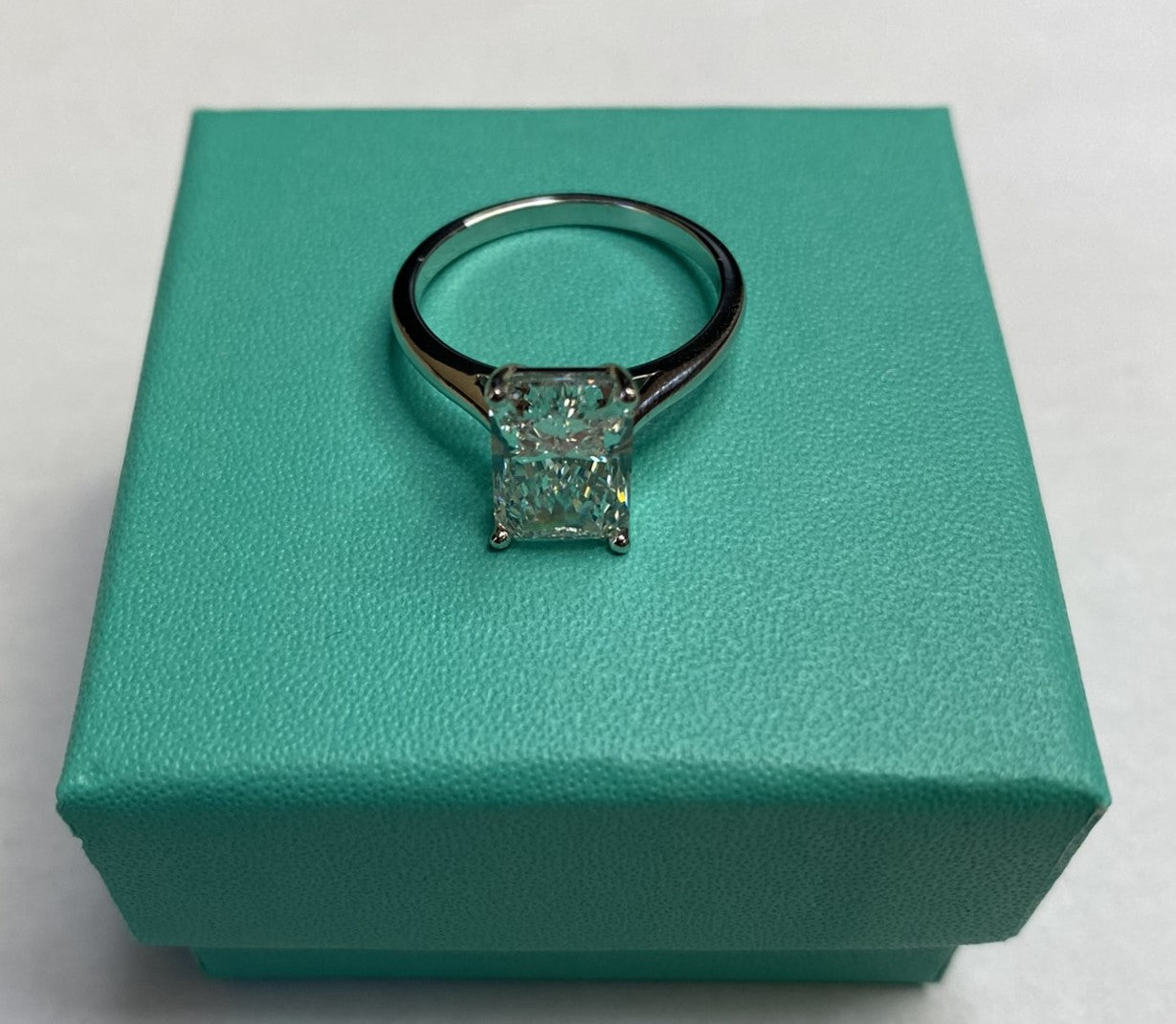 3.02 Carat Radiant Cut Certified Lab Created Diamond Ring