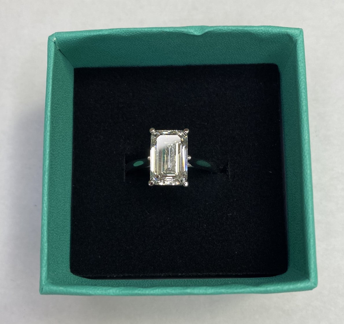 3.52 Carat Emerald Cut Certified Lab Created Diamond Ring