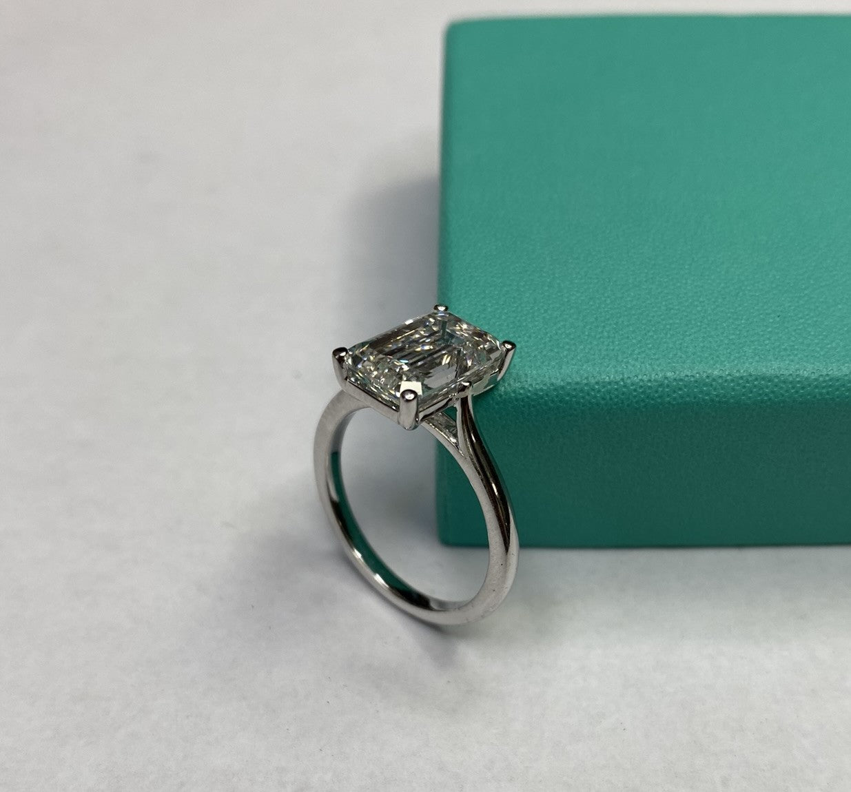 3.52 Carat Emerald Cut Certified Lab Created Diamond Ring