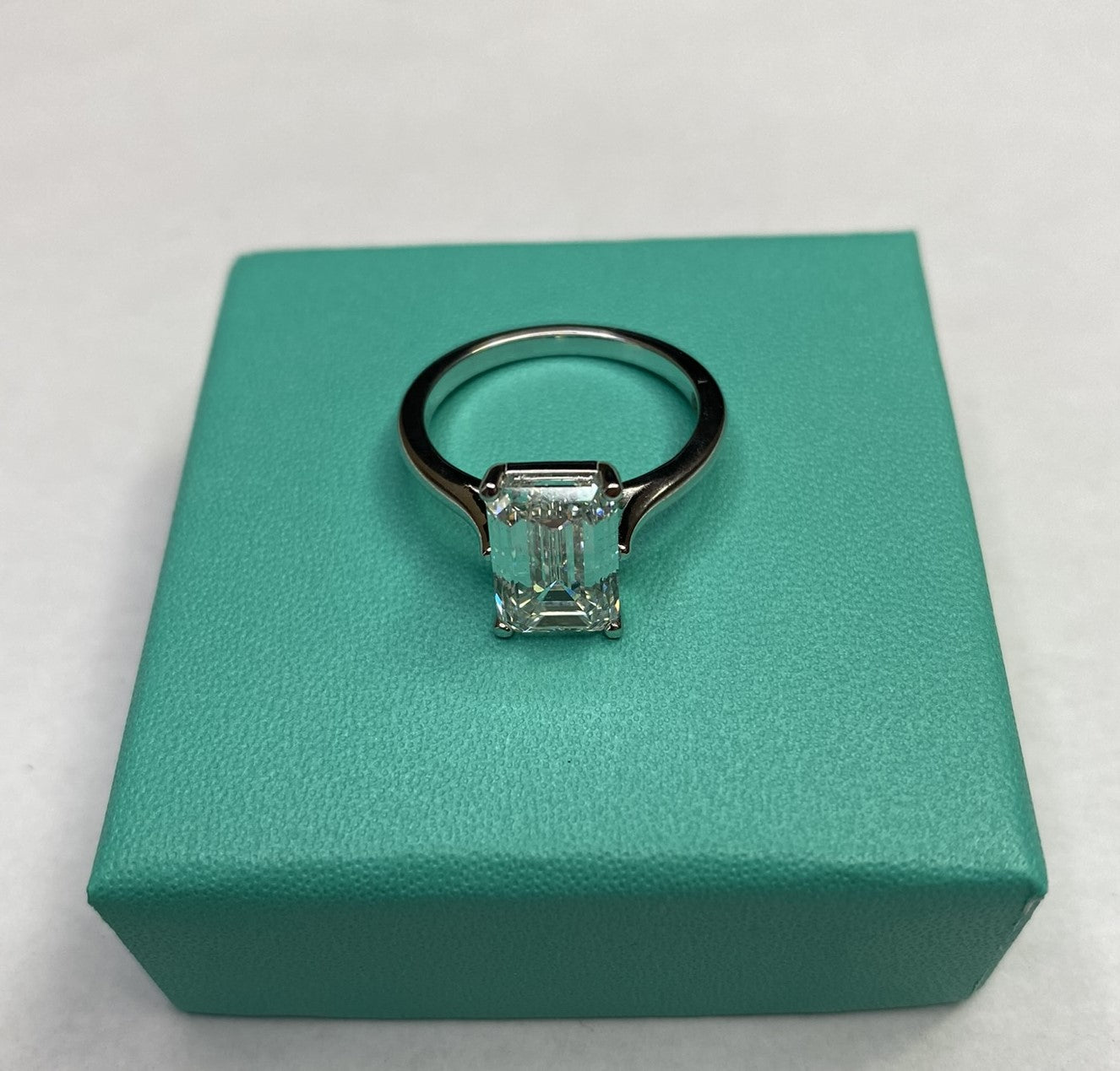3.52 Carat Emerald Cut Certified Lab Created Diamond Ring