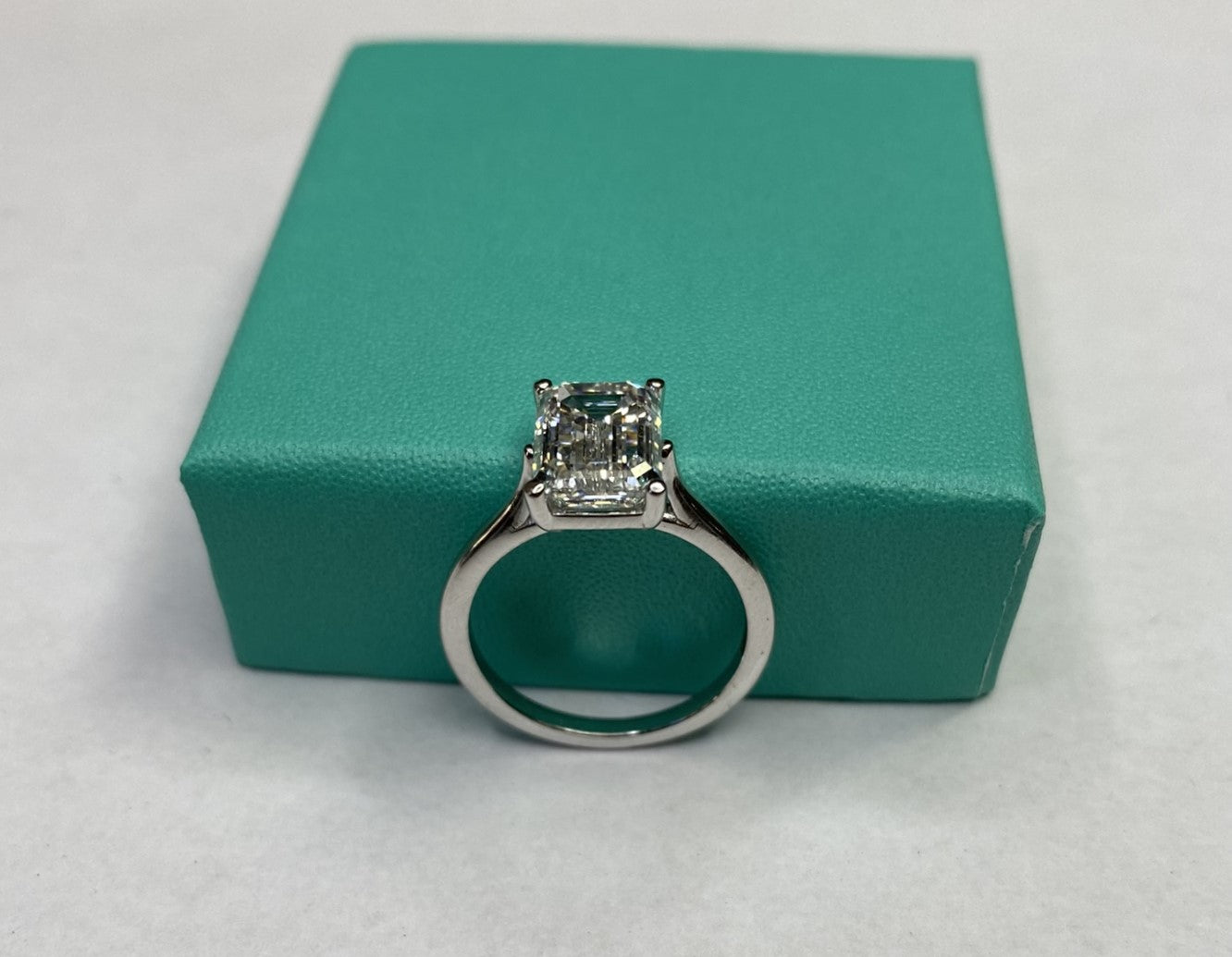 3.52 Carat Emerald Cut Certified Lab Created Diamond Ring