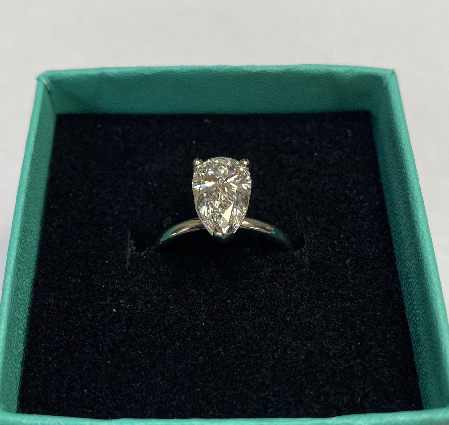 2.01 Carat Pear Cut Certified Lab Created Diamond Ring
