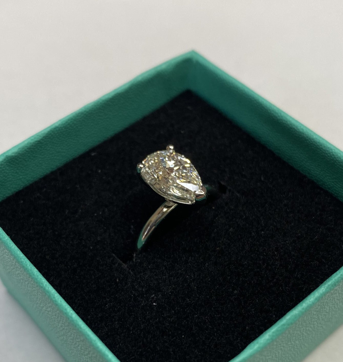 2.01 Carat Pear Cut Certified Lab Created Diamond Ring