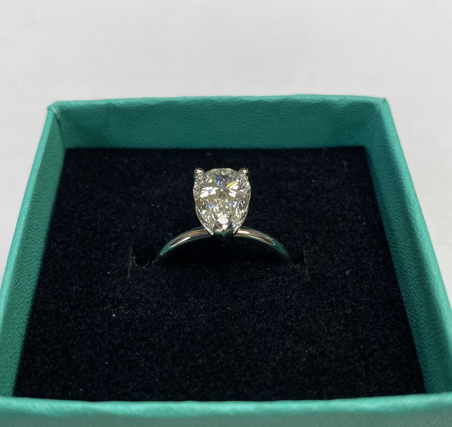 2.01 Carat Pear Cut Certified Lab Created Diamond Ring