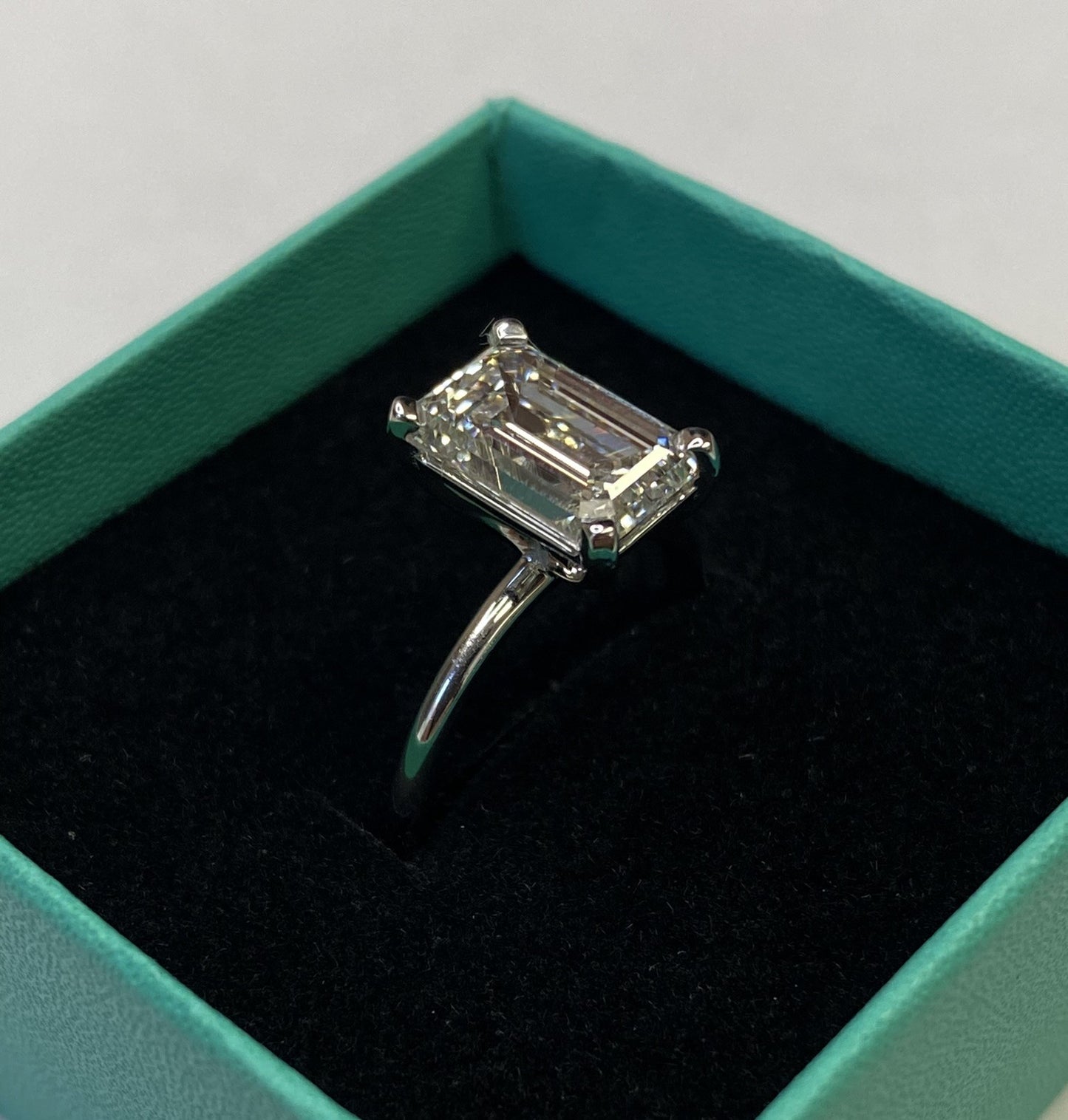3.36 Carat Emerald Cut Certified Lab Created Diamond Ring