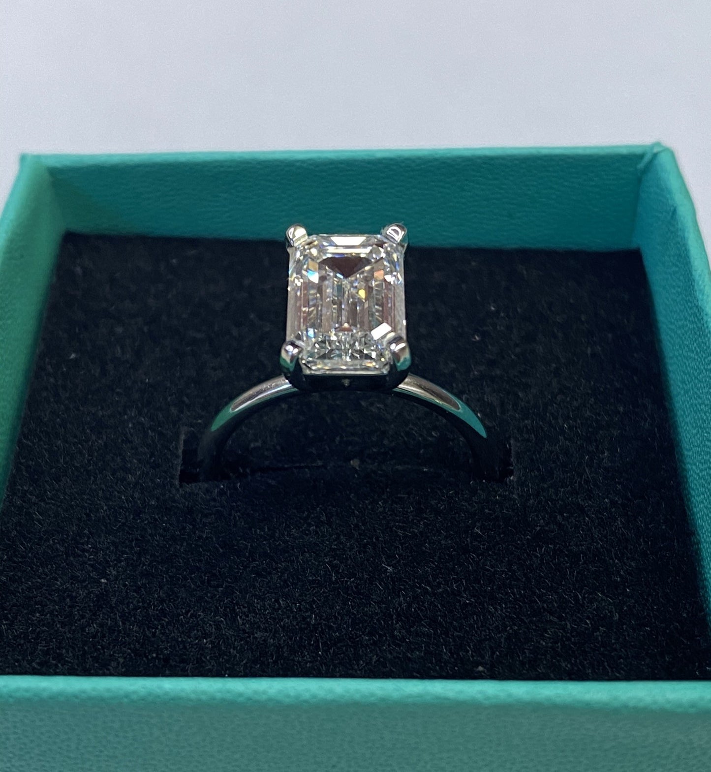 3.36 Carat Emerald Cut Certified Lab Created Diamond Ring