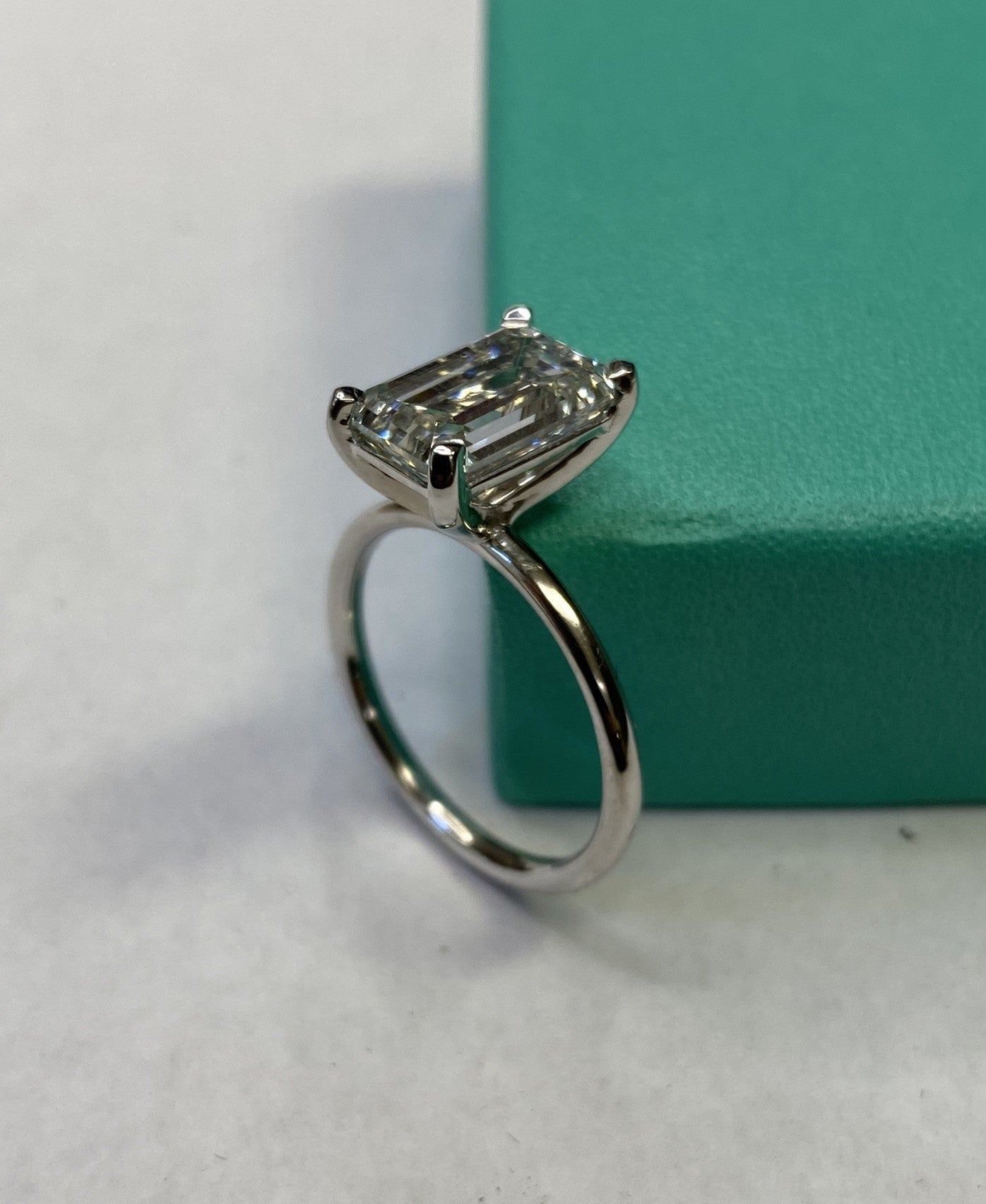 3.36 Carat Emerald Cut Certified Lab Created Diamond Ring