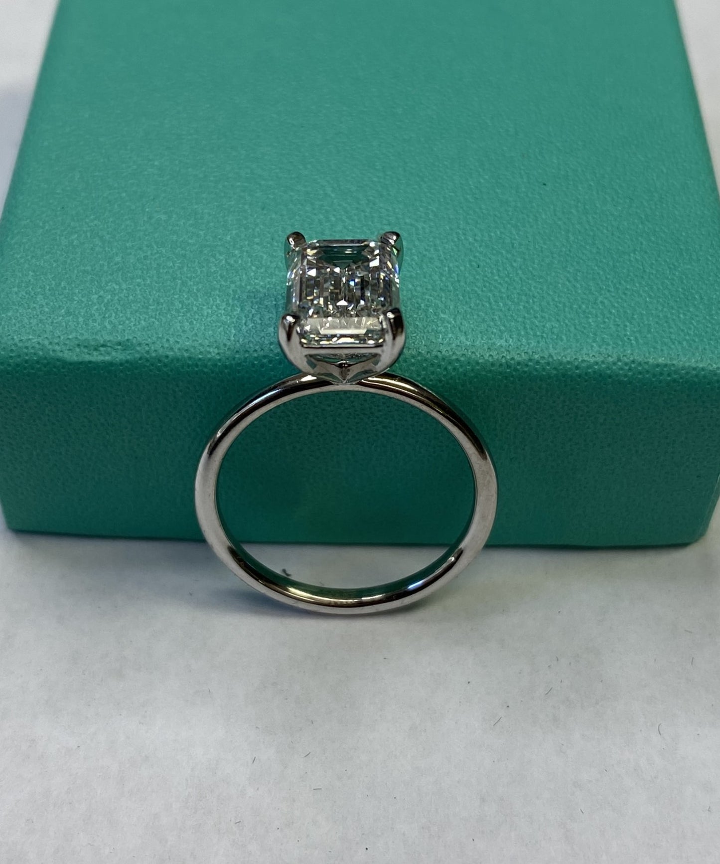 3.36 Carat Emerald Cut Certified Lab Created Diamond Ring