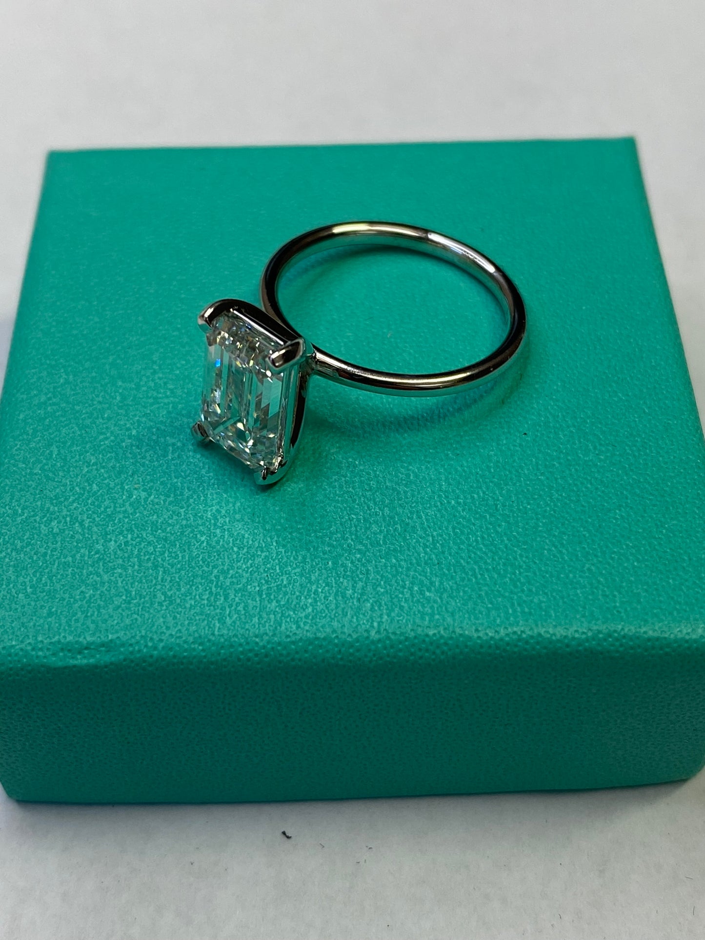 3.36 Carat Emerald Cut Certified Lab Created Diamond Ring