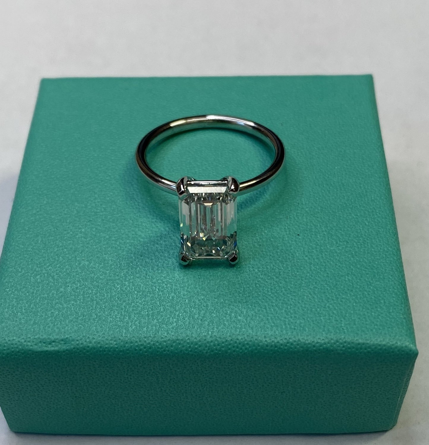 3.36 Carat Emerald Cut Certified Lab Created Diamond Ring