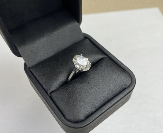 3.05 Carat Oval Cut Certified Lab Created Diamond Ring