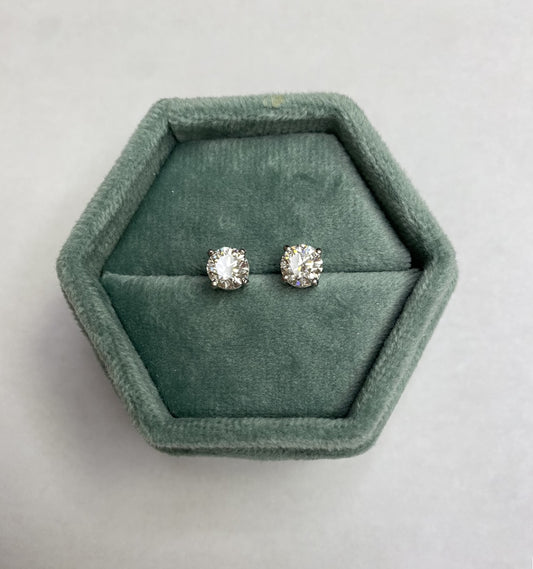 2.04+ Carat Round Cut Lab Created Diamond Earrings