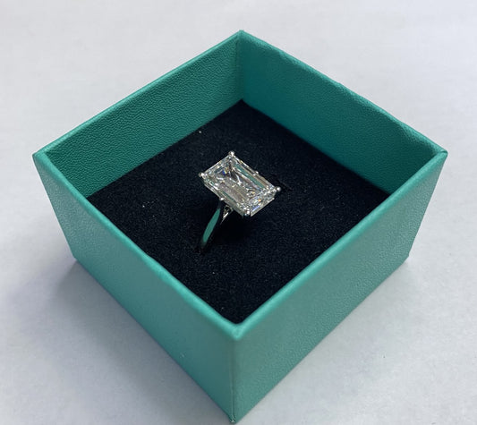 4.01 Carat Emerald Cut Certified Lab Created Diamond Ring