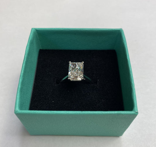 3.04 Carat Radiant Cut Certified Lab Created Diamond Ring