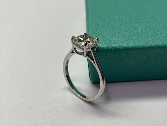 2.08 Carat Square Cushion Cut Certified Lab Created Diamond Ring