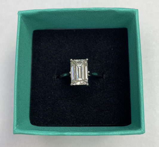 3.02 Carat Emerald Cut Certified Lab Created Diamond Ring