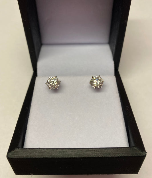 2.00+ Carat Round Cut Lab Created Diamond Earrings