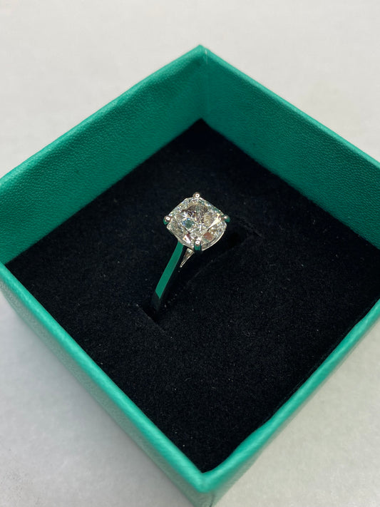 2.00 Carat Square Cushion Cut Certified Lab Created Diamond Ring