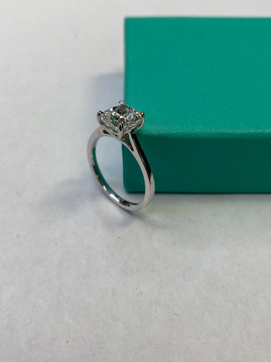 2.05 Carat Square Cushion Cut Certified Lab Created Diamond Ring